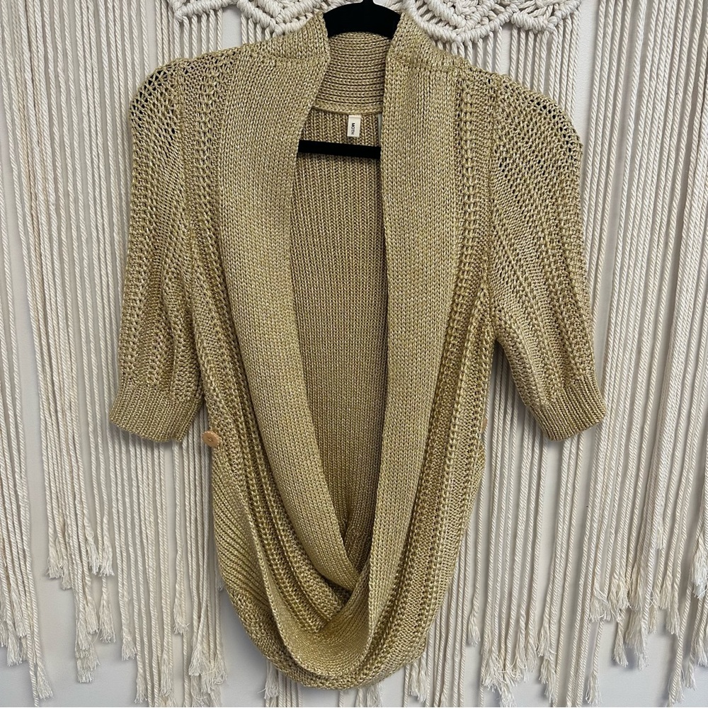 Moth Anthropologie gold wrap sweater